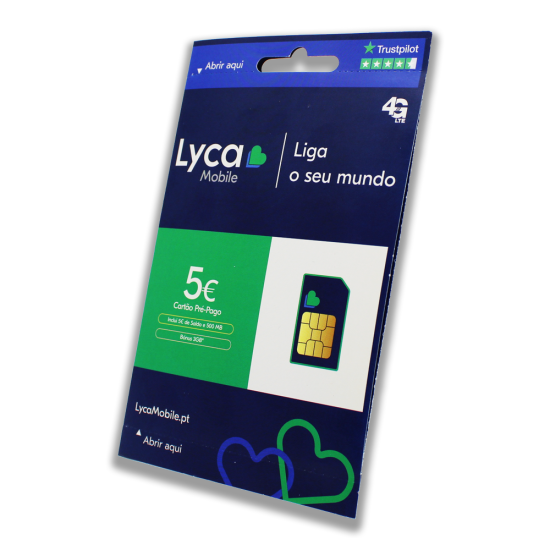 LYCAMOBILE SIM PREPAID 5 EURO CREDIT, 500MB DATA AND 3GB INTERNET BONUS